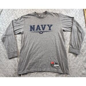 Y2K Nike Navy Midshipmen US Naval Academy NCAA Football Gray T-Shirt Size M